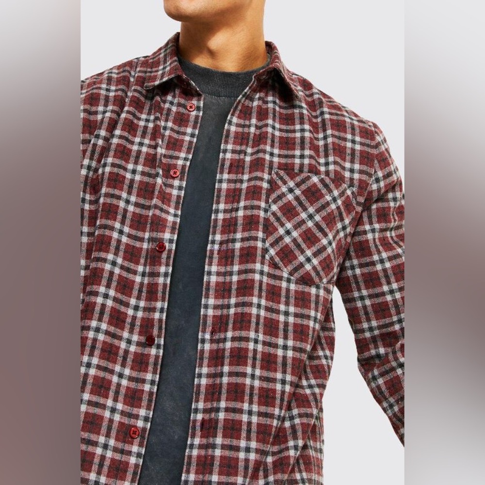 Boohoo Regular Flannel Shirt - Medium - NWT - SOLD OUT ONLINE - Picture 1 of 10